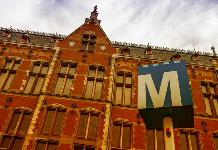 Sign of the metro in Amsterdam